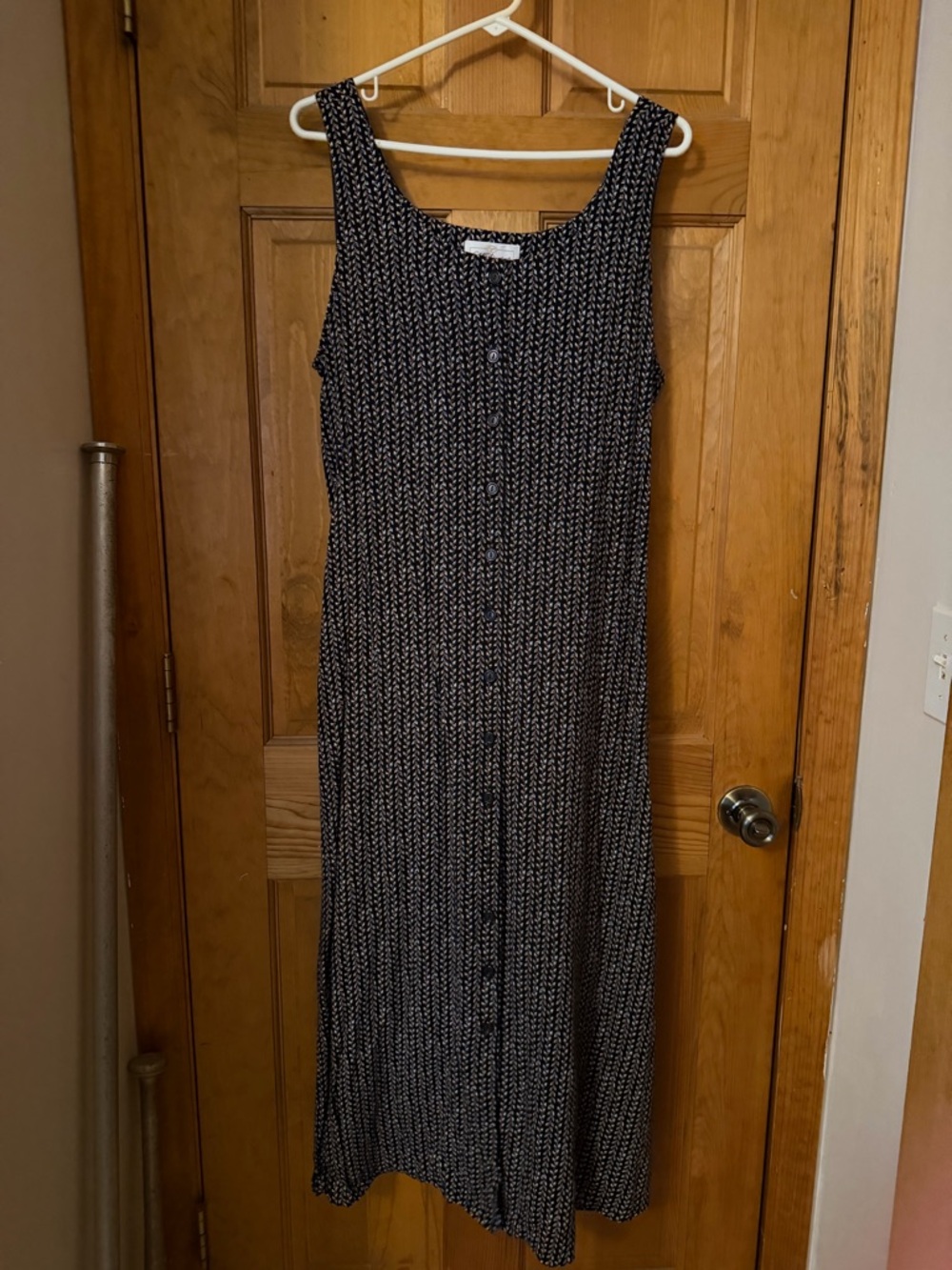 Worthington Black & White Patterned Button-Front Maxi Dress